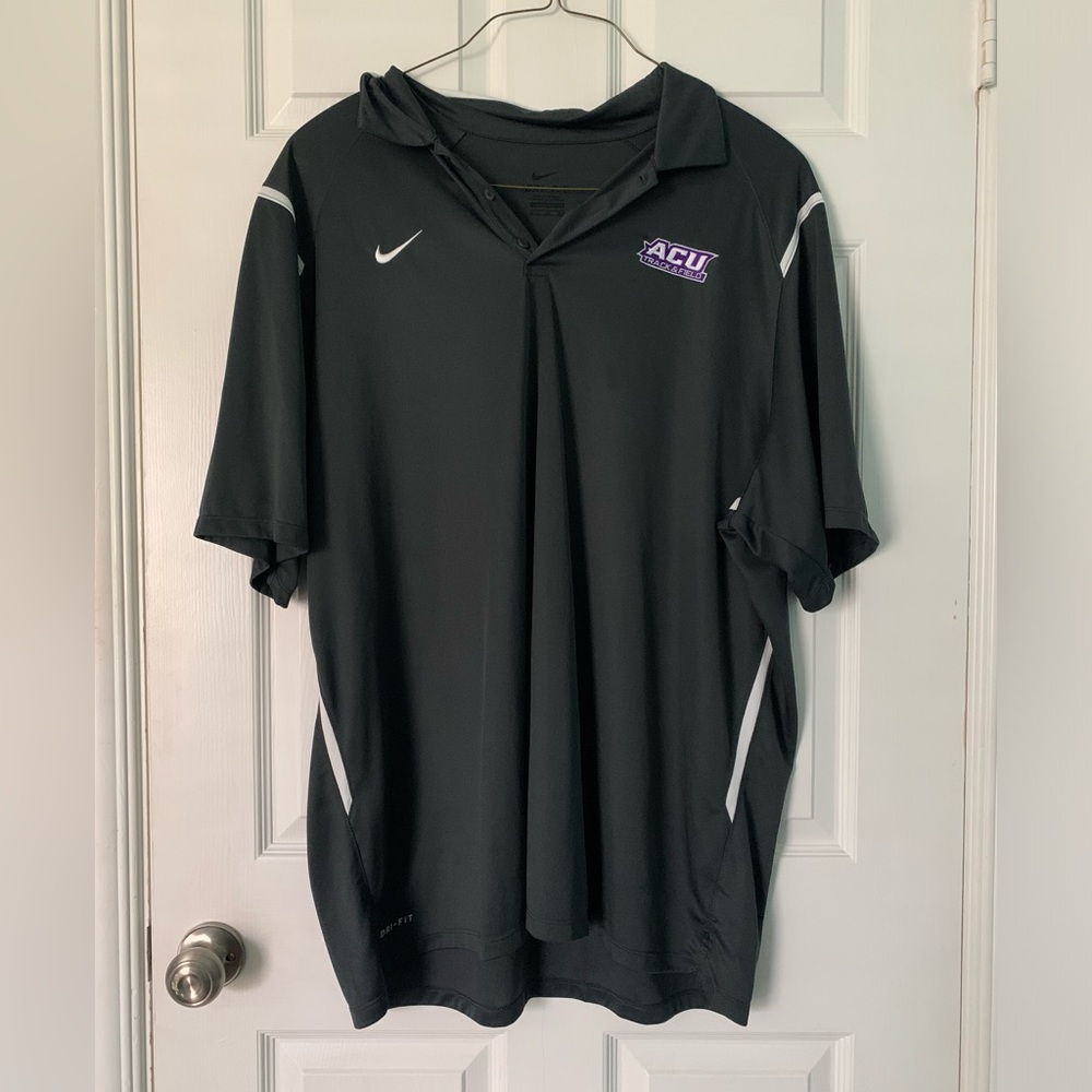 ACU Abilene Christian Black Nike Track and Field Polo Sz XXXL/3XL